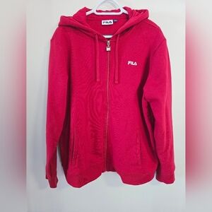 FILA COTTON HOODIE SWEATSHIRT Deep Red Cherry  Full-Zip Size XXL